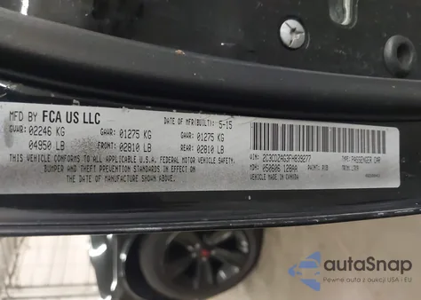 2015 Dodge Challenger Sxt z USA, uszkodzony, nr VIN 2C3CDZAG3FH839277